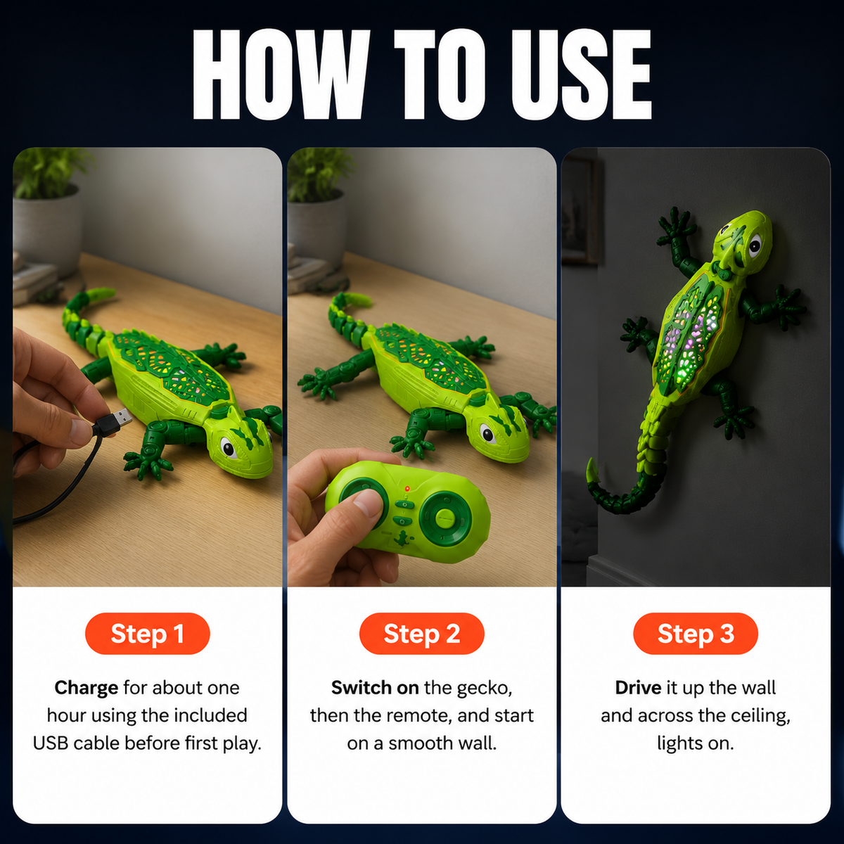 Geckobolt™ Wall-Climbing RC Gecko